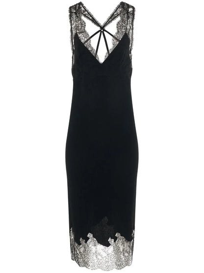 Lace-Panel Midi Dress