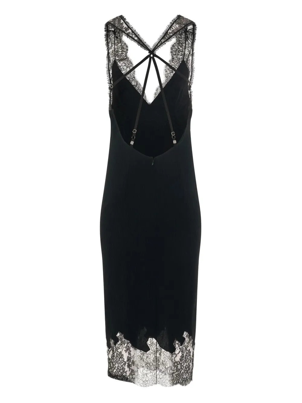 Lace-Panel Midi Dress