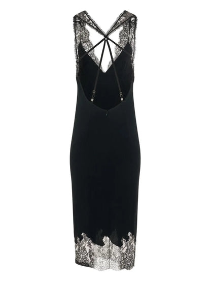 Lace-Panel Midi Dress