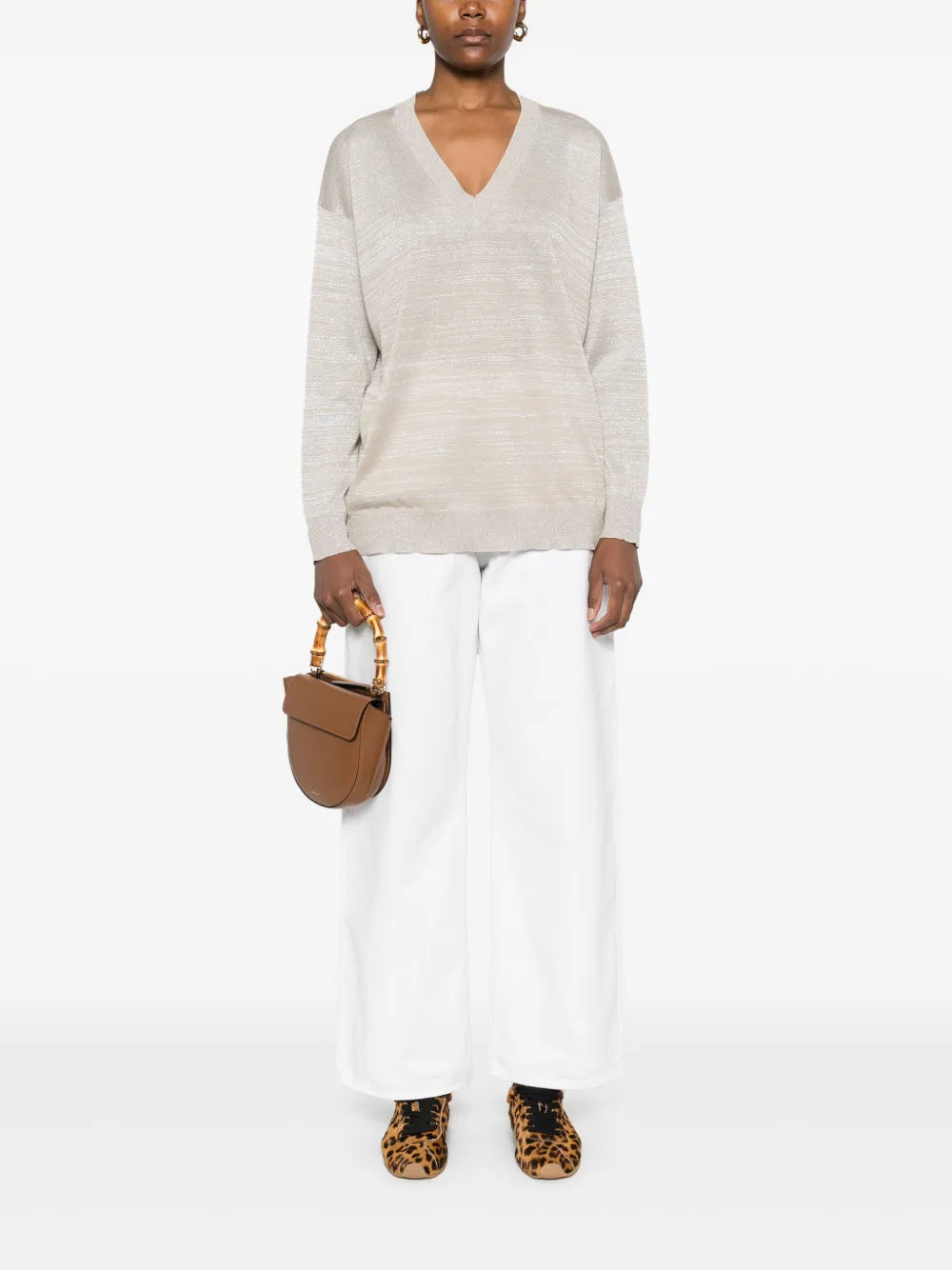 Metallic-Threading Sweater