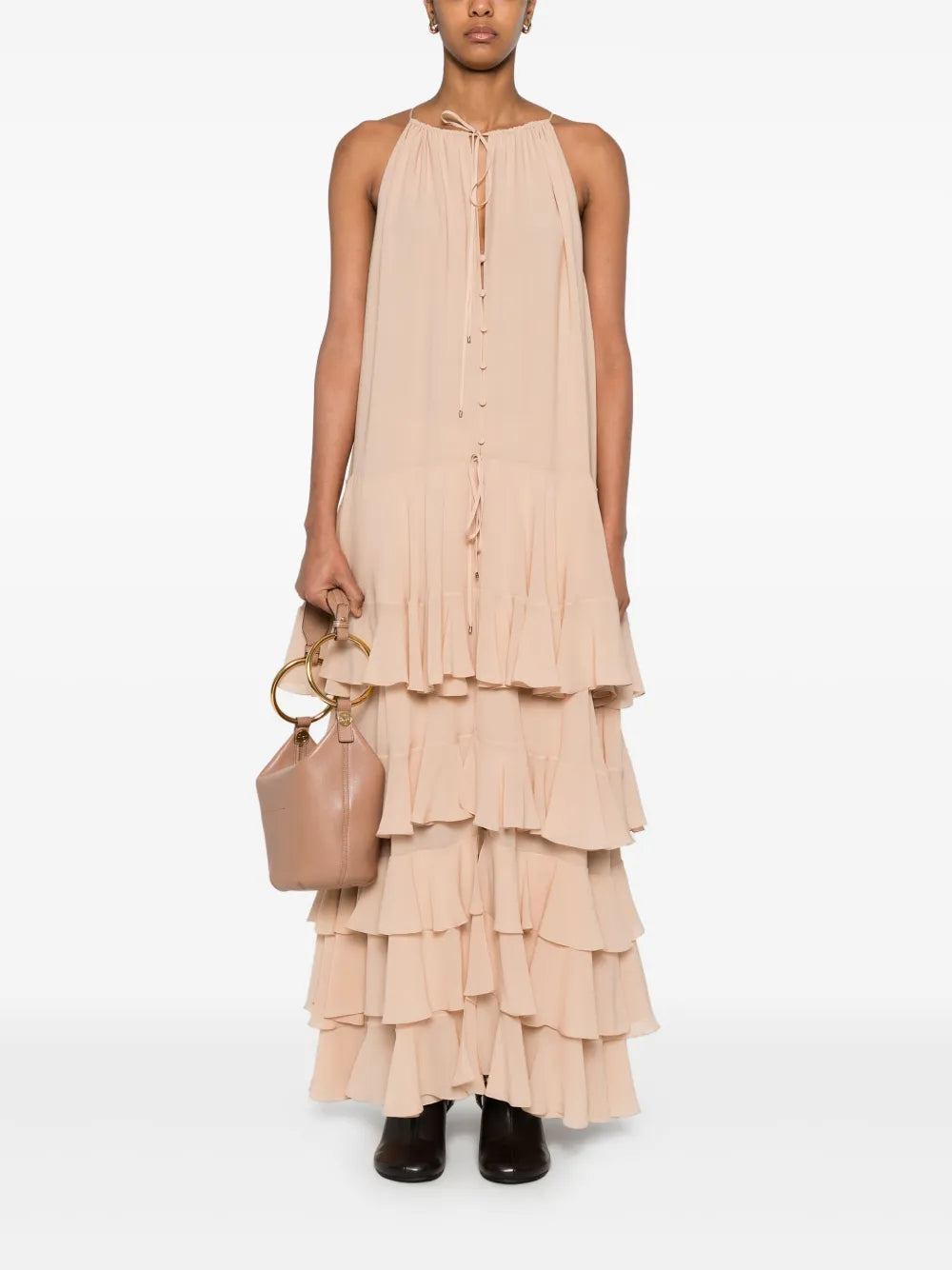 Tiered Silk Maxi Dress