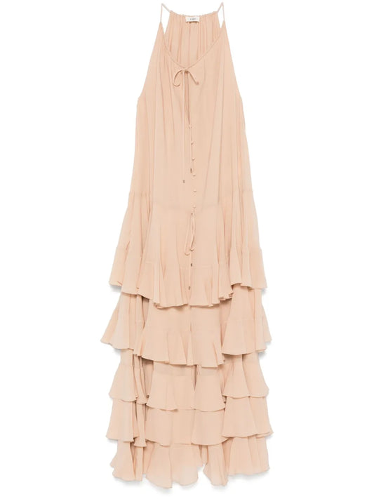 Tiered Silk Maxi Dress