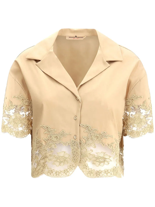 Lace-Panelling Shirt