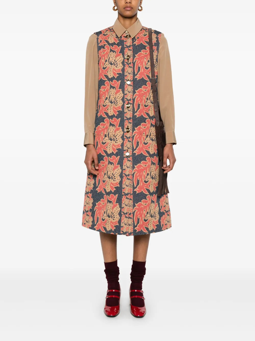 Floral-Jacquard Coat