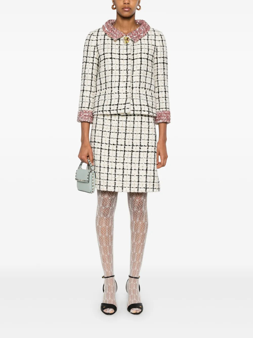 Check-Pattern Tweed Jacket