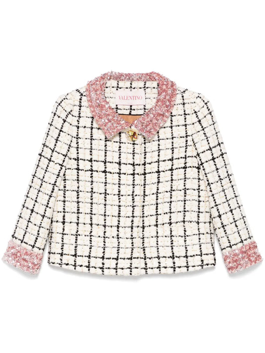 Check-Pattern Tweed Jacket