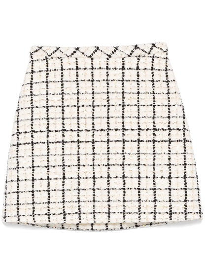 Check-Pattern Tweed Mini Skirt