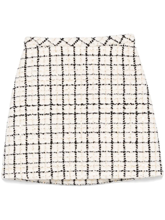 Check-Pattern Tweed Mini Skirt