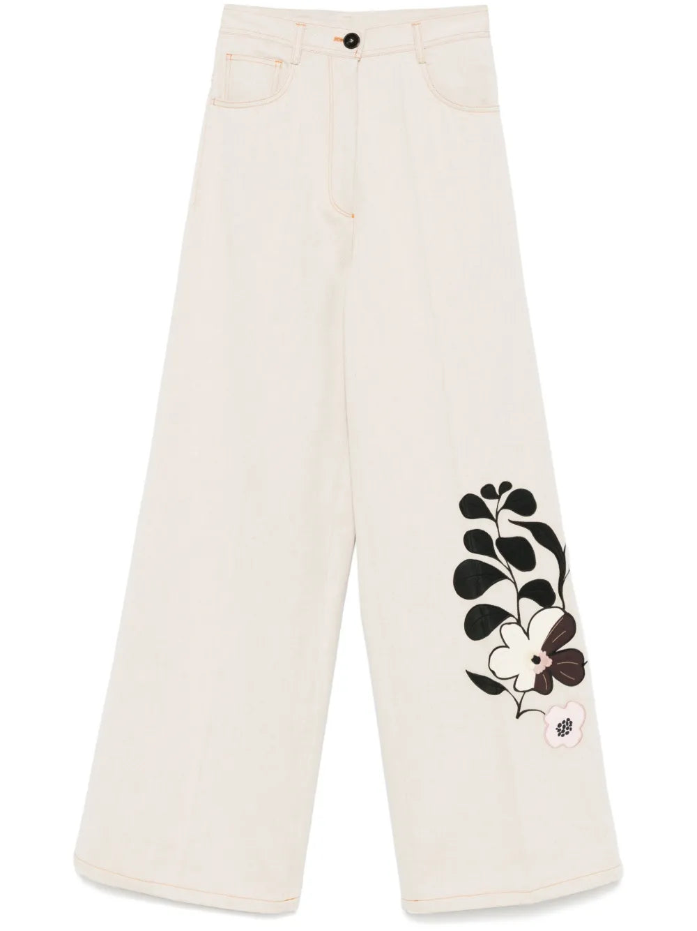 Floral-Embroidered Trousers