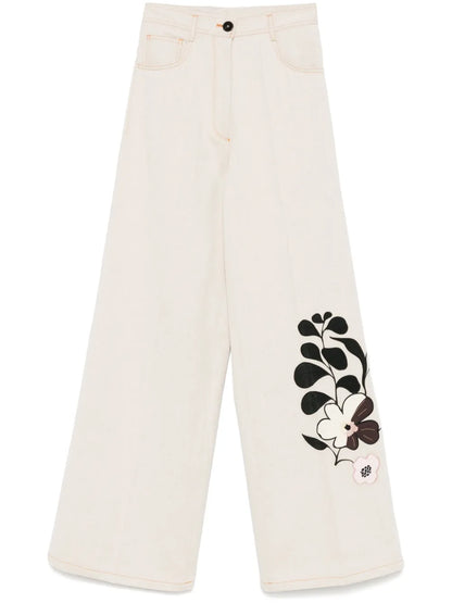Floral-Embroidered Trousers