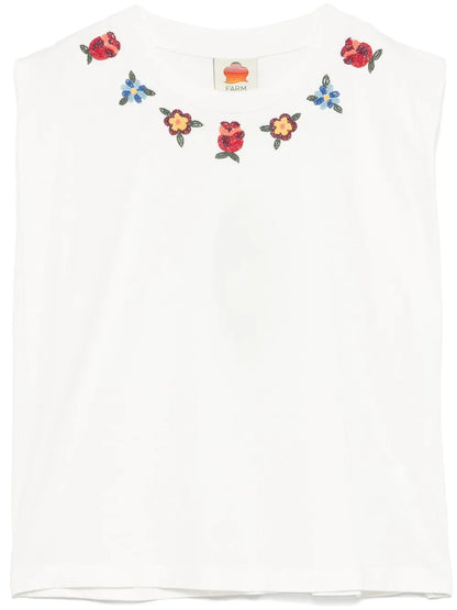 Floral-Beaded T-Shirt