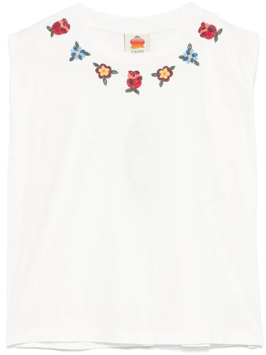 Floral-Beaded T-Shirt