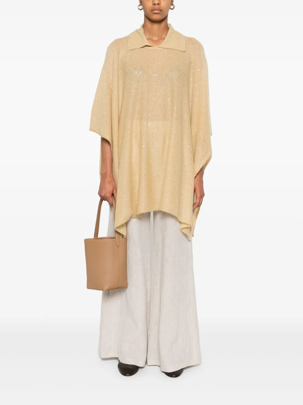 Sequinned Brushed-Finish Cape