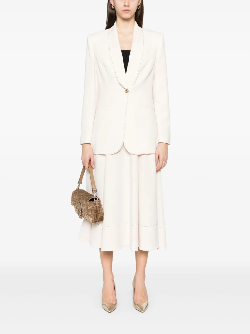 Contrast-Stitch Crepe Blazer