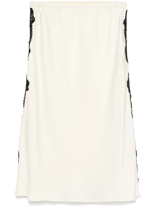 Lace-Trim Midi Skirt