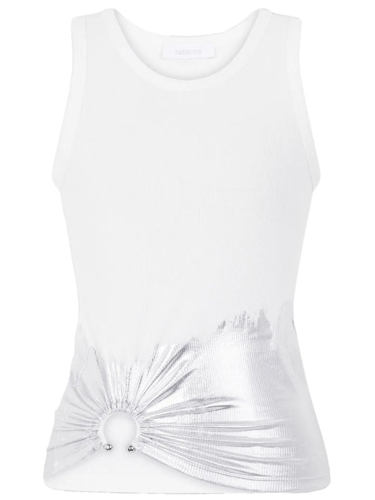 Piercing-Appliqué Ribbed Tank Top