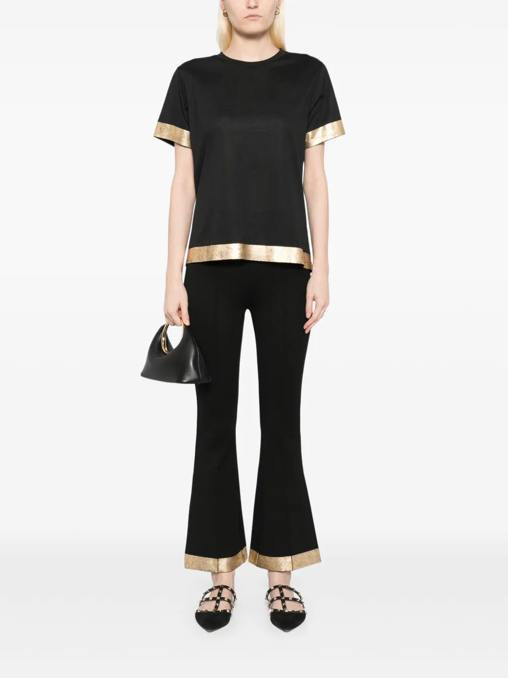 Gold-Hem Flared Trousers