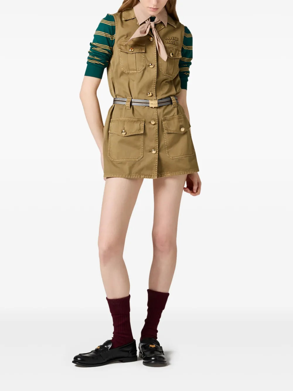 Garment-Dyed Cotton Mini Dress