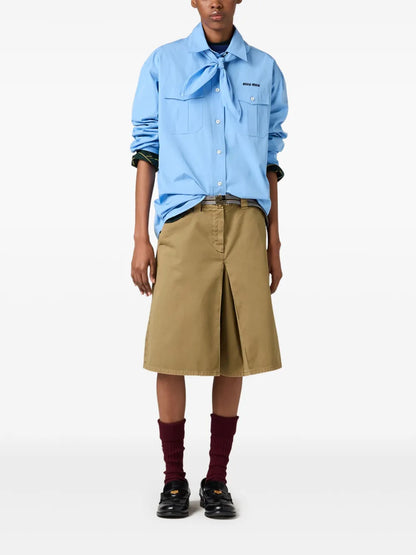 Scarf-Detail Poplin Shirt