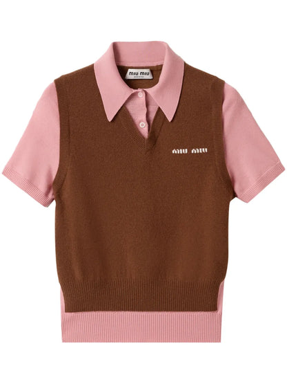 Logo-Intarsia Polo Top