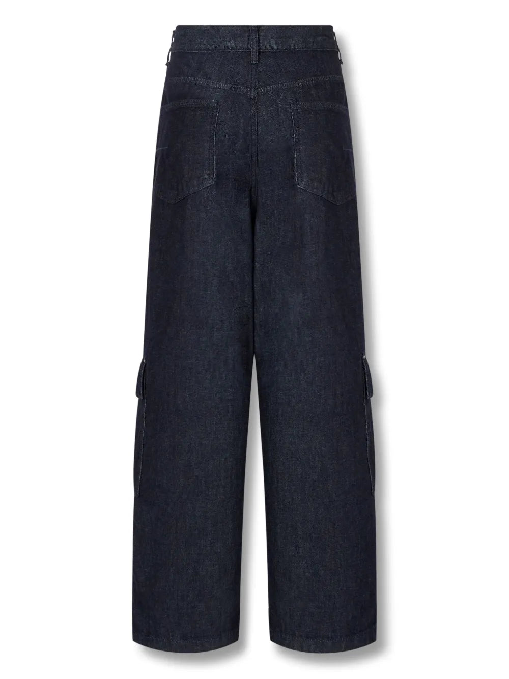 High-Waist Denim Cargo Pants