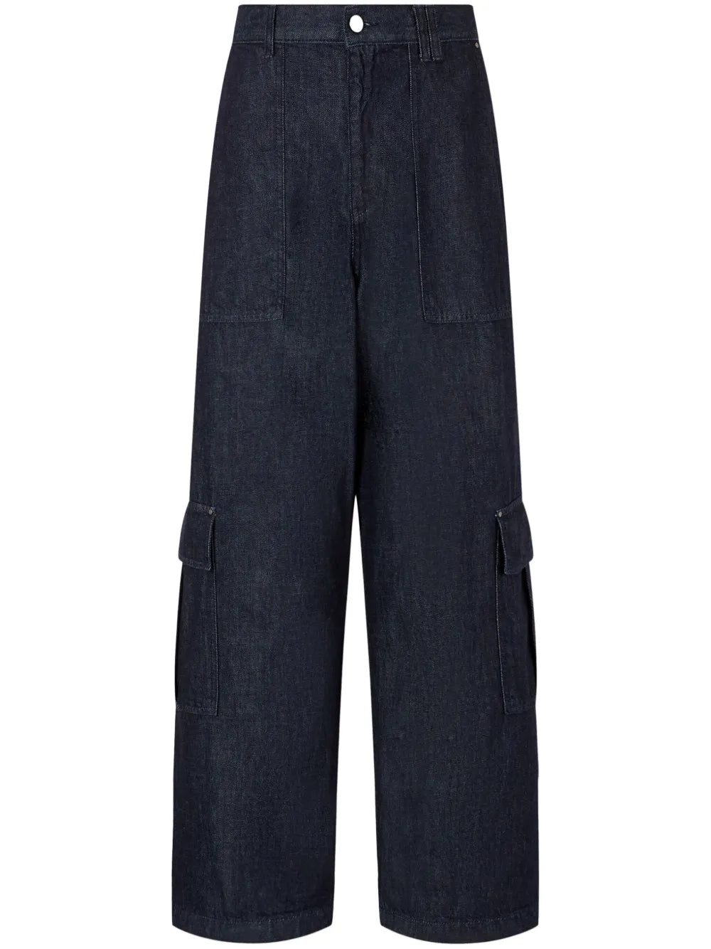 High-Waist Denim Cargo Pants