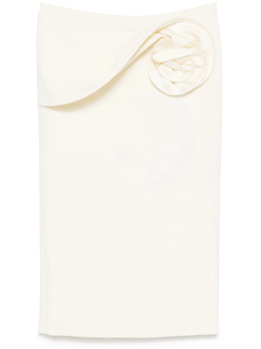 Floral-Appliqué Midi Skirt