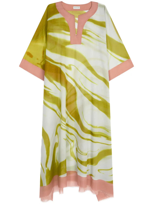 Abstract-Print Cotton Midi Dress