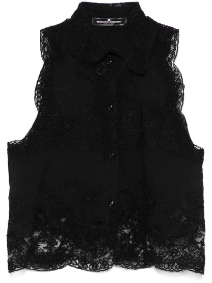 Floral Lace Appliqué Shirt