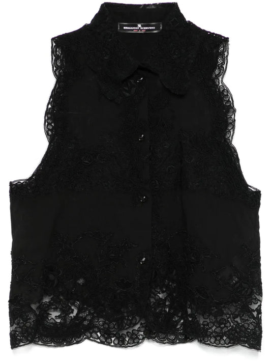 Floral Lace Appliqué Shirt