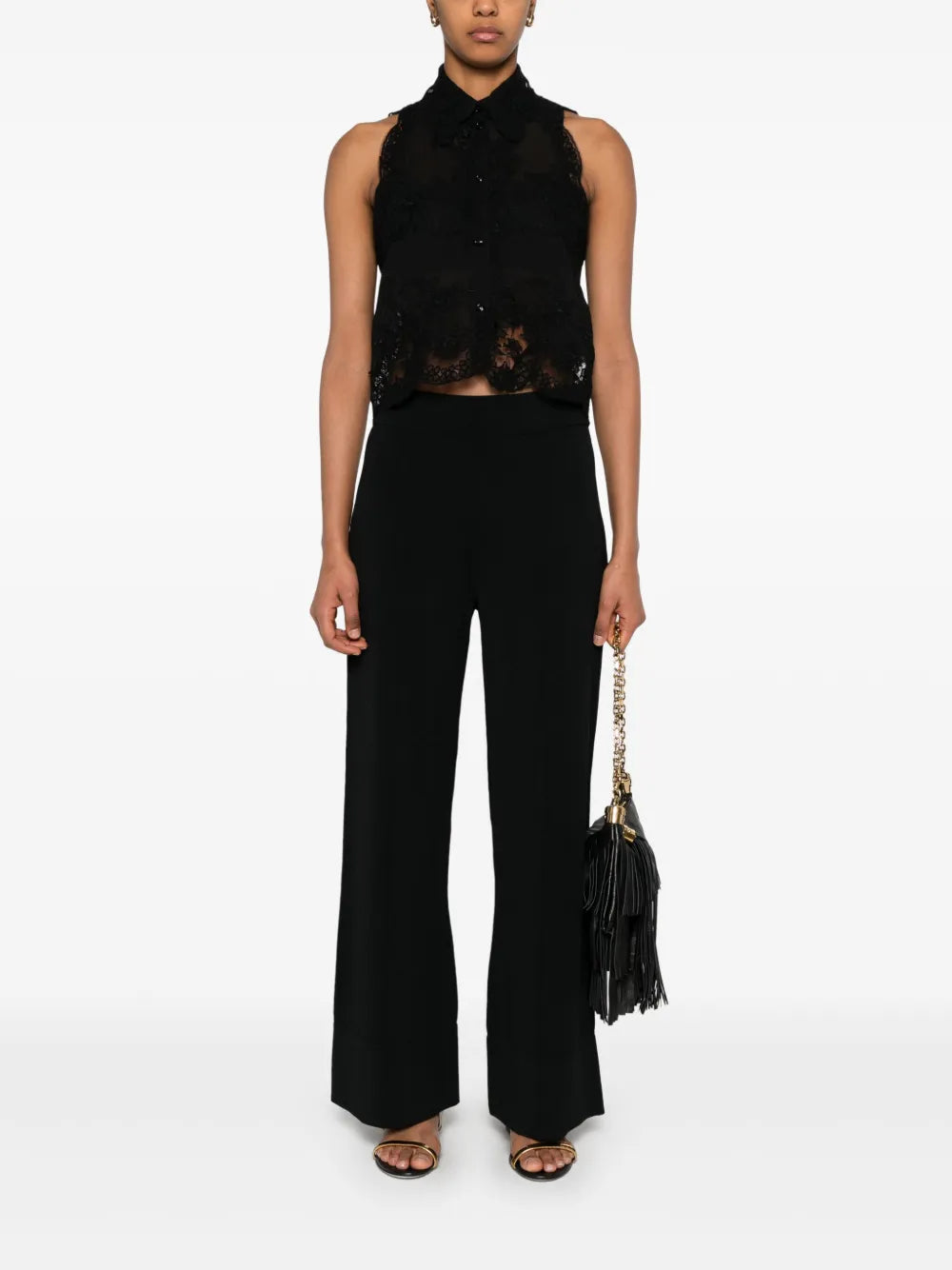 Floral Lace Appliqué Shirt