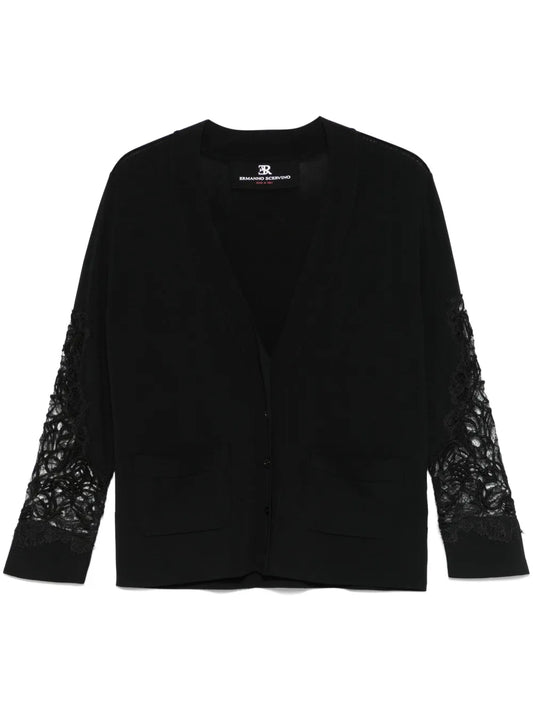 Lace-Panelling Cardigan