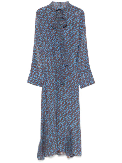 Micro Floral-Print Midi Dress