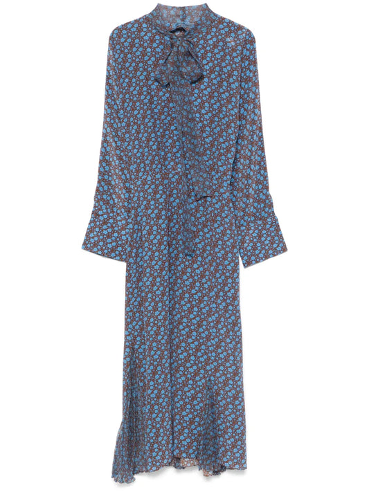 Micro Floral-Print Midi Dress