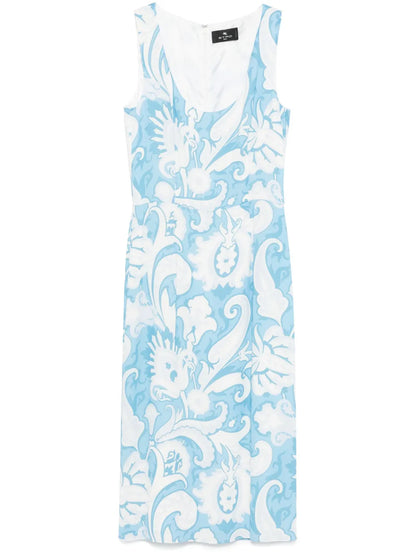 Paisley-Print Midi Dress