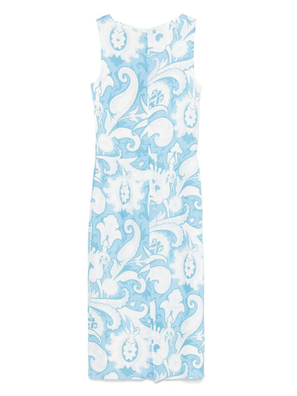 Paisley-Print Midi Dress