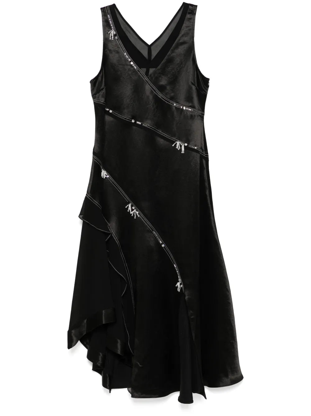 Embroidered Satin Dress