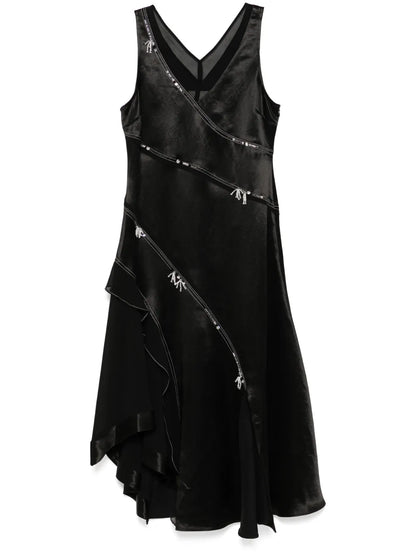 Embroidered Satin Dress