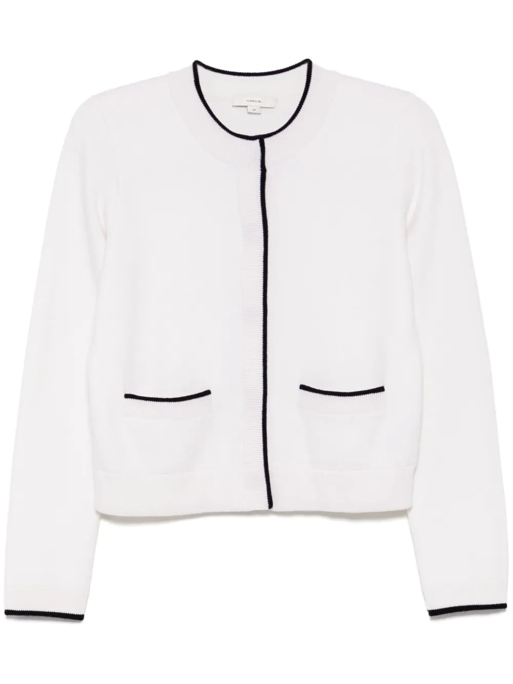 Contrast-Tipped Press-Stud Cardigan