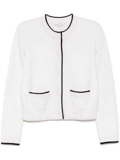Contrast-Tipped Press-Stud Cardigan