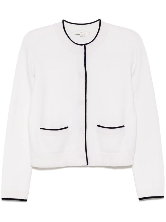 Contrast-Tipped Press-Stud Cardigan