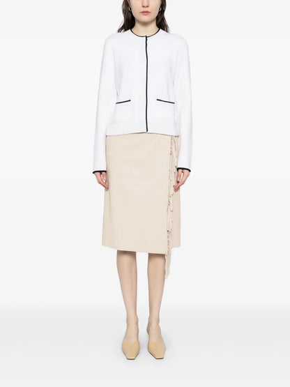 Contrast-Tipped Press-Stud Cardigan
