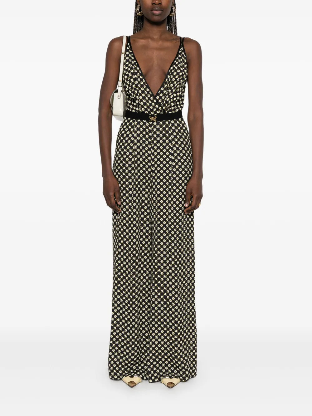 Georgette Diamond-Print Jumpsuit
