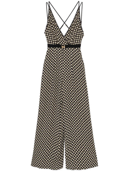 Georgette Diamond-Print Jumpsuit