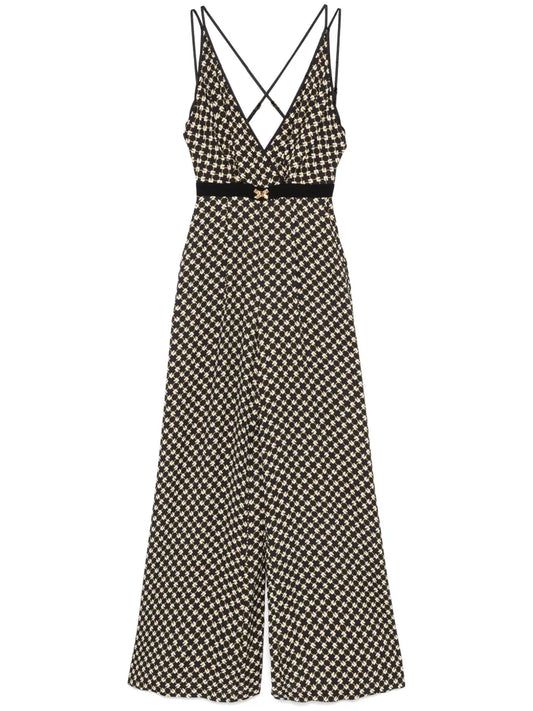 Georgette Diamond-Print Jumpsuit