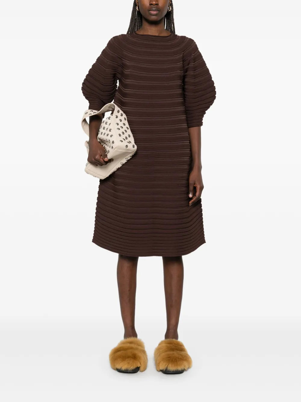 Mushroom-Knit Midi Dress