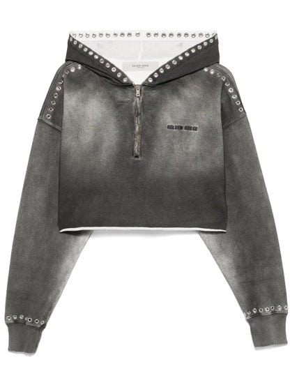 Spray-Effect Cropped Sweatshirt