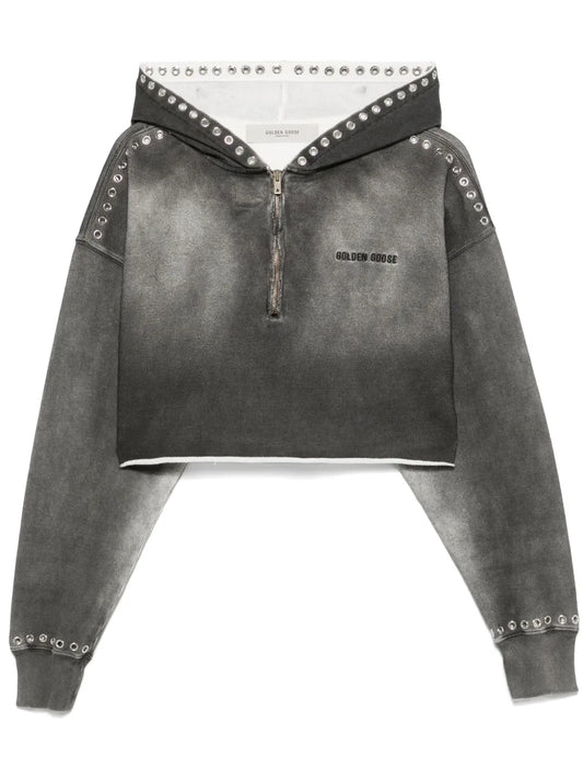 Spray-Effect Cropped Sweatshirt