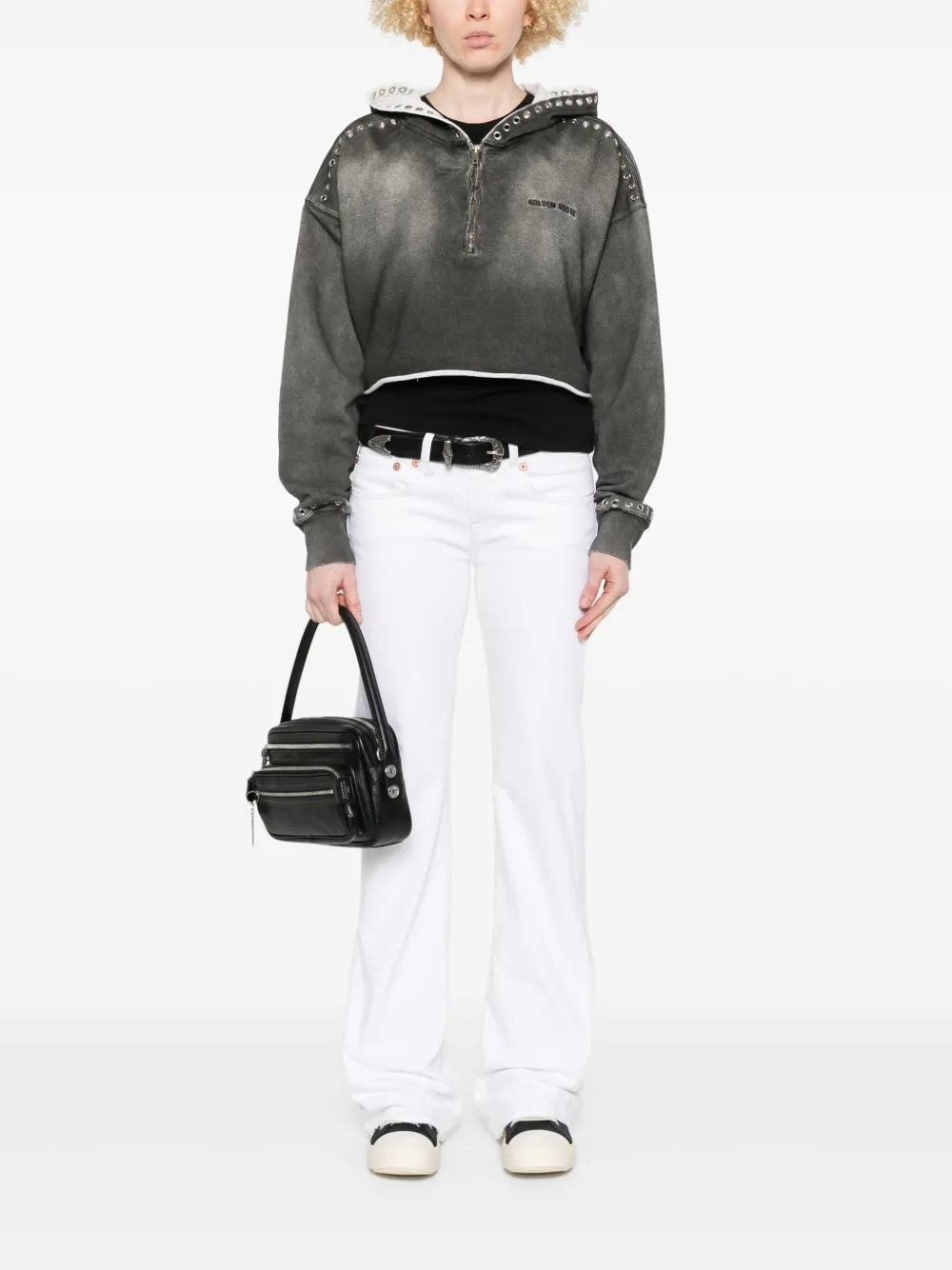 Spray-Effect Cropped Sweatshirt