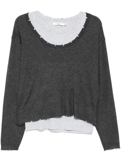 Layered Raw-Edge Knitted Top
